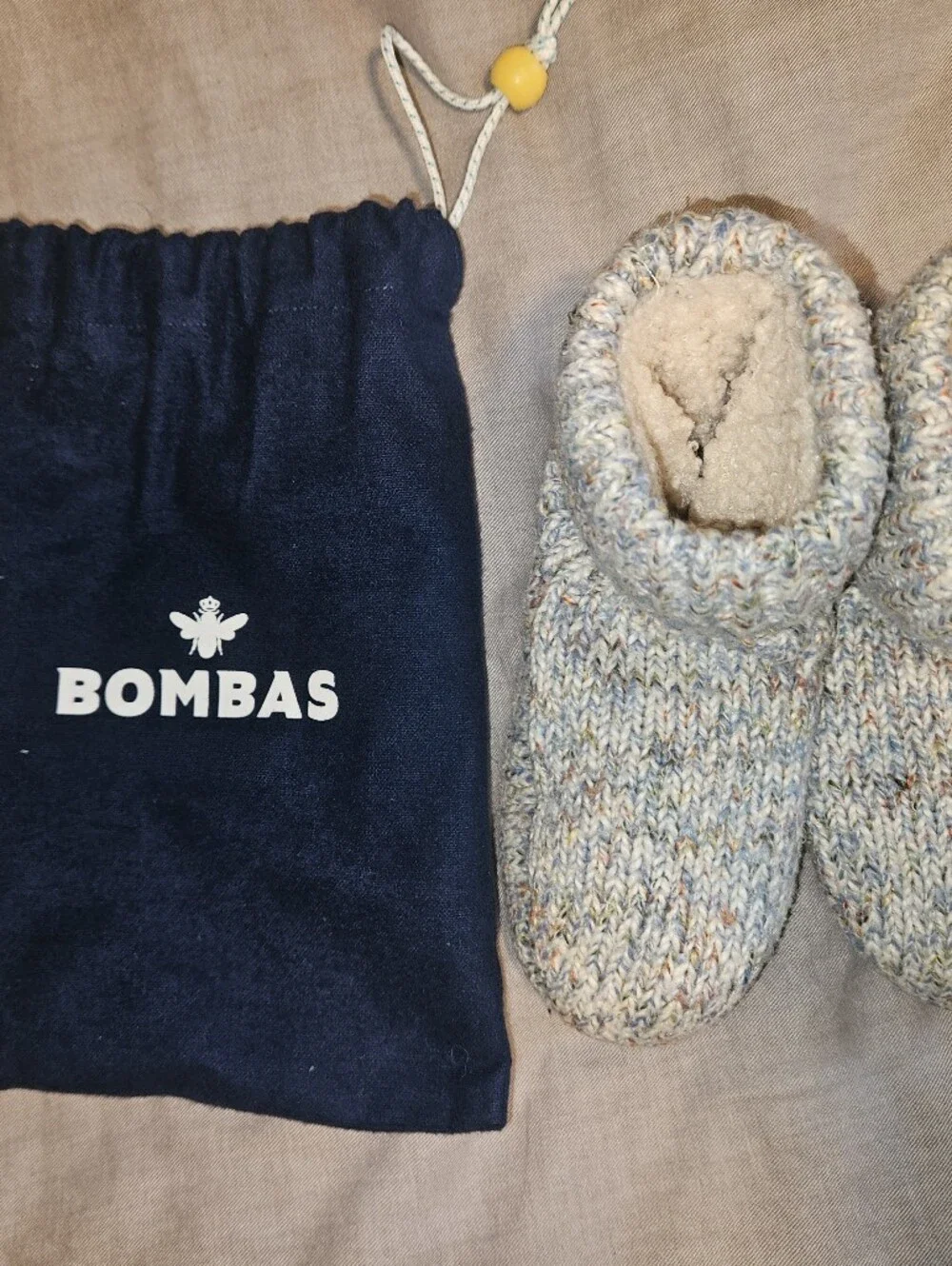Bombas Speckled Knit Cozy Lined Kids Slipper Booties - Cream Multi